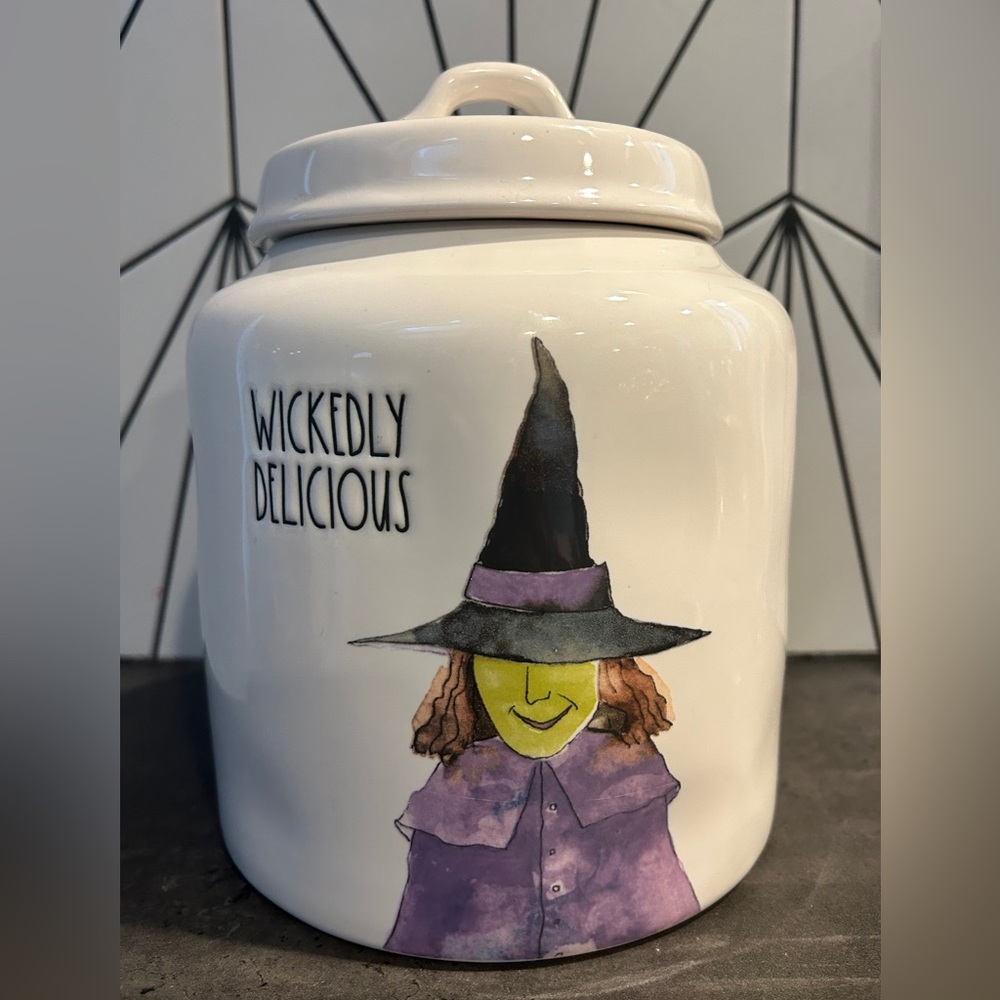 Rae Dunn Witch Wickedly Delicious Halloween Canister Cookie Jar Candy NEW RARE!